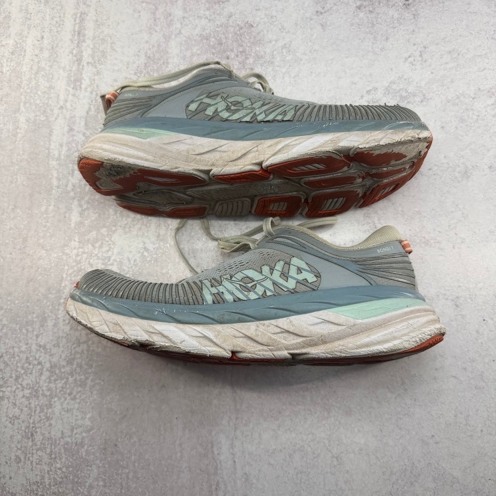 Hoka One One Bondi 7 Womens 9 Blue Fog Running Shoes 1110519 BFBG Chunky Sneaker